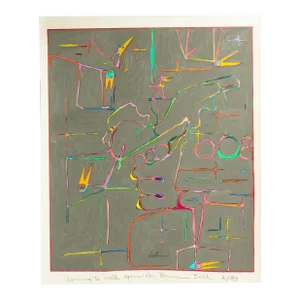 1983 “Learning to Walk Again” Abstract Mixed Media Painting by Harry Hilson