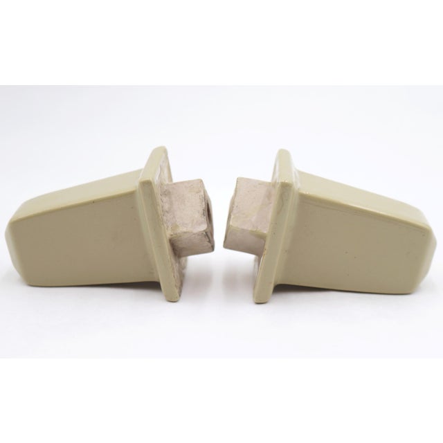 Pair of Vintage Green Ceramic Towel Bar Brackets For Sale - Image 4 of 6