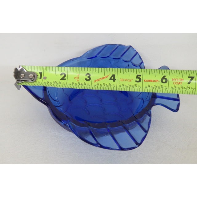 Hazel Atlas Cobalt Blue Angel Fish Bowl Depression Glass Ashtray Dish 4888b For Sale - Image 11 of 12