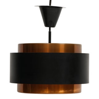 Midcentury Black and Copper Pendant For Sale