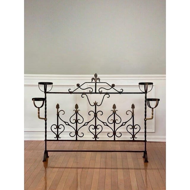 Large French Wrought Iron Chateau Landier Fireplace Screen, 1890s For Sale - Image 17 of 18