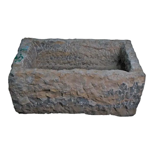 20" Inch Long Hand Chiseled Stone Trough 24-18 For Sale