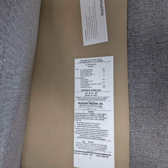 Room & Board Room & Board Modern Gray Fabric Sectional Sofa With Chaise For Sale - Image 4 of 5