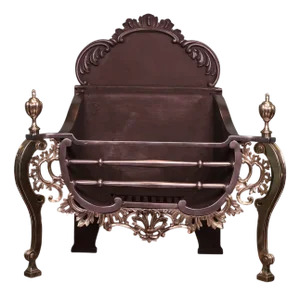 Rococo Brass and Steel Fireplace Fire Basket by Thomas Elsley, 1890