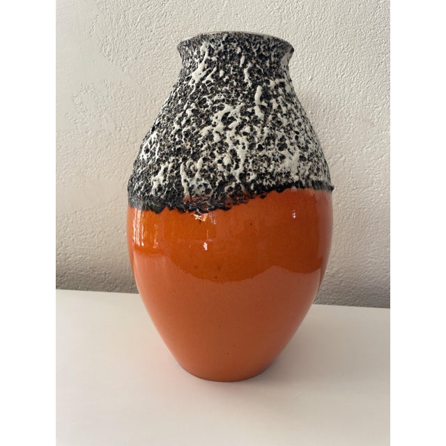 Mid-Century Modern Orange Glazed Fat Lava Oval Vase by Trude Carstens for Carstens Tönnieshof, 1970 For Sale - Image 3 of 8