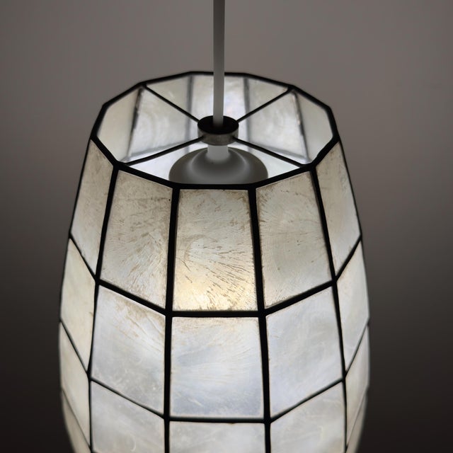 Vintage Capiz Shell Pendant Lamp, Italy, 1960s For Sale - Image 6 of 18
