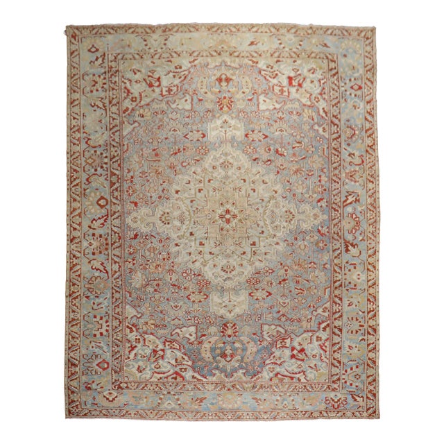 Early 20th Century Sky Blue Persian Bakhtiari Carpet - 10'8" x 14'2" For Sale