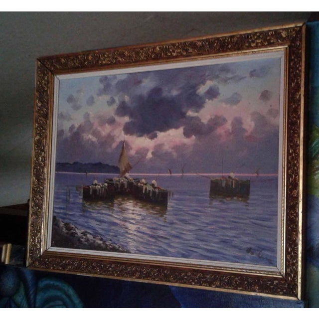 Impressionist Early 20th Century Italian Impressionist Marine Seascape Oil Painting Signed Luigi De Luca For Sale - Image 3 of 9