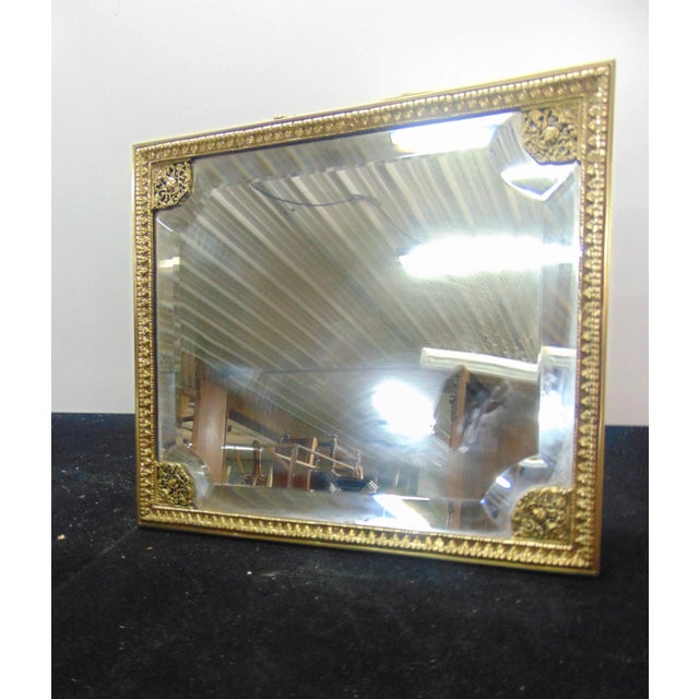 Metal French Style Brass Beveled Glass Dresser Mirror For Sale - Image 7 of 7