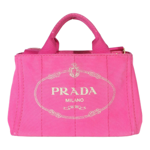 Dark Pink Canvas White Logo Small Canapa Tote