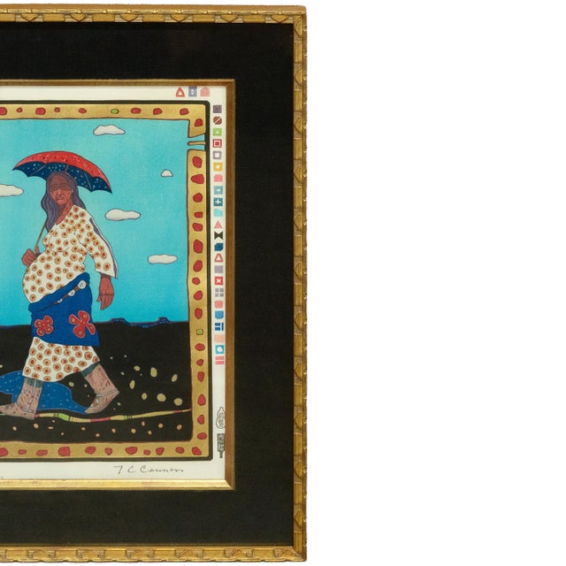 1970s Native American Kiowa/Caddo Peoples Woodcut in Colors "New Indian Art" Pop Art For Sale - Image 10 of 12