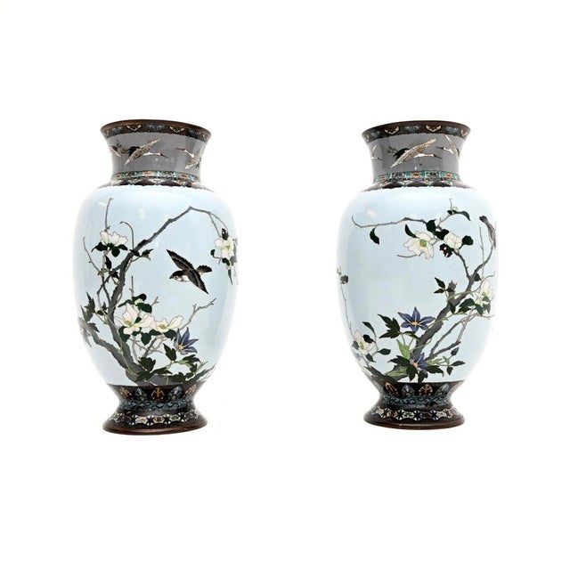 A beautiful pair of vintage Japanese cloisonne vases. We would date them from around the mid twentieth century, though...
