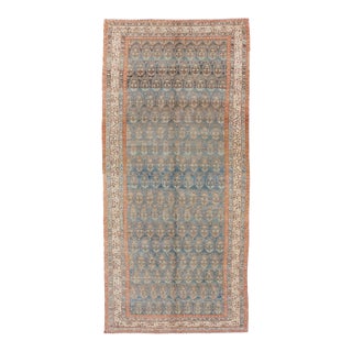 Antique Persian Malayer Gallery Rug With Paisley Design in Light Blue Background 6'1 X 14'6 For Sale