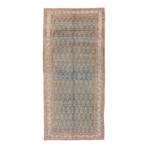 Antique Persian Malayer Gallery Rug With Paisley Design in Light Blue Background 6'1 X 14'6
