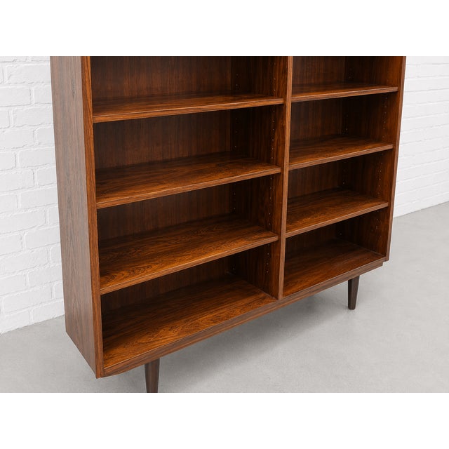 Brown Large Danish Mid Century Modern Rosewood Bookcase, C. 1960's For Sale - Image 8 of 12