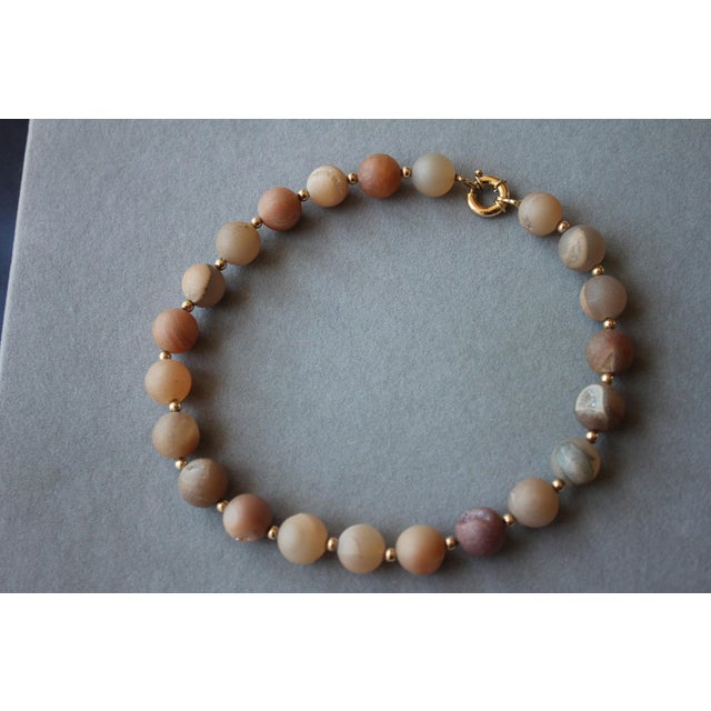 Natural Brown Pink Rutilated Quartz Round Circle Sphere Beads 14 Karat Yellow Gold For Sale - Image 4 of 9