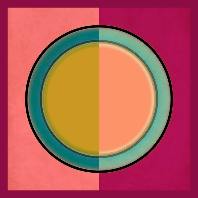 Circle & Square Geometric Art Prints Graphic Diptych Set of 2 by Angela Cameron For Sale - Image 4 of 5