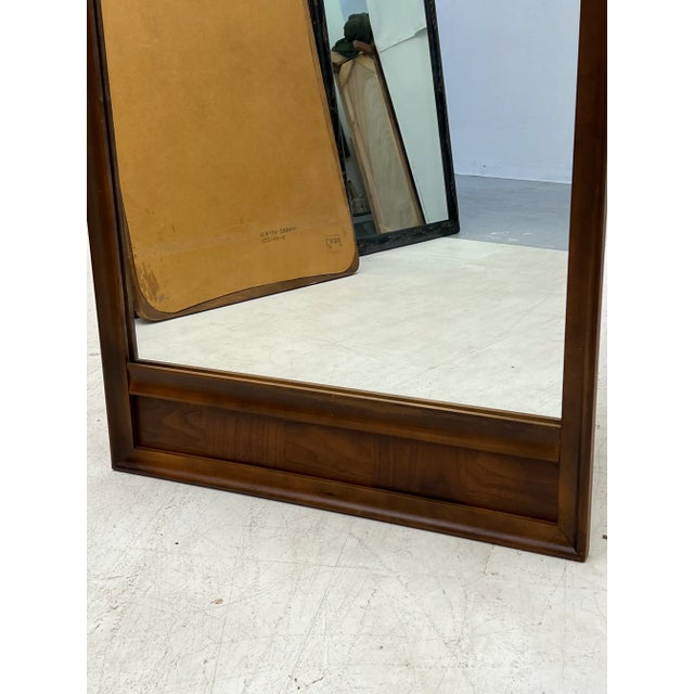 1970s Vintage Mid Century Modern Wood Wall Mirror For Sale - Image 5 of 6