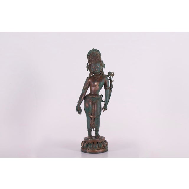 Copper Alloy Standing Indra Figure, Nepal, 1920s For Sale - Image 13 of 13