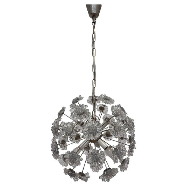 Sputnik Dandelion Chandelier in Glass and Chrome, Czechoslovakia, 1970s For Sale - Image 6 of 7