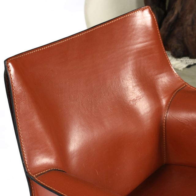 Mario Bellini for Cassina Cab 413 Italian Red Leather Dining Chairs Set of 6 For Sale - Image 14 of 18