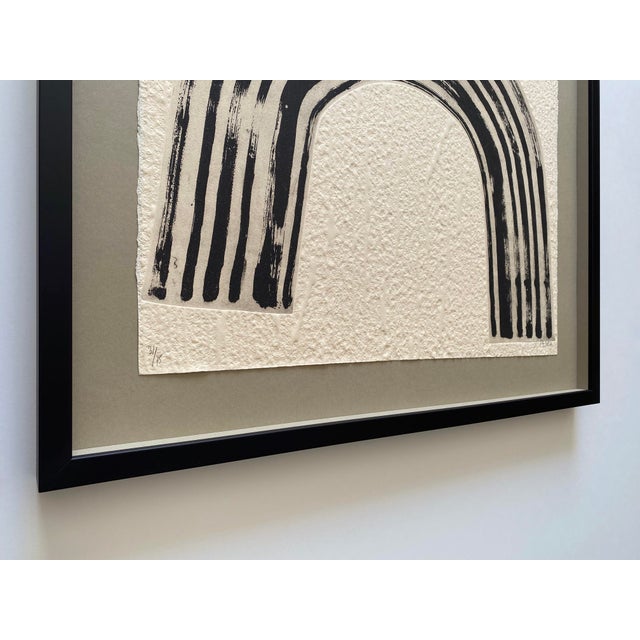 Raoul Lazar Vintage 1974 French Mid Century Modernist " Arc Jaune " Limited Edition Framed Signed Fine Art Embossed Aquatint Etching Print For Sale - Image 10 of 18