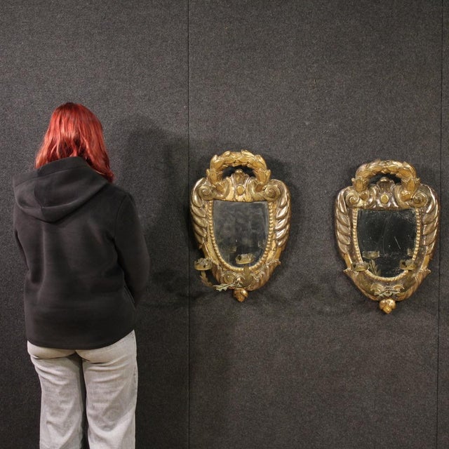 Antique Louis XV Italian Wall Lights, 1780s, Set of 2, in Good conditions. Designed before 1890 Up to 250V (Europe/UK...