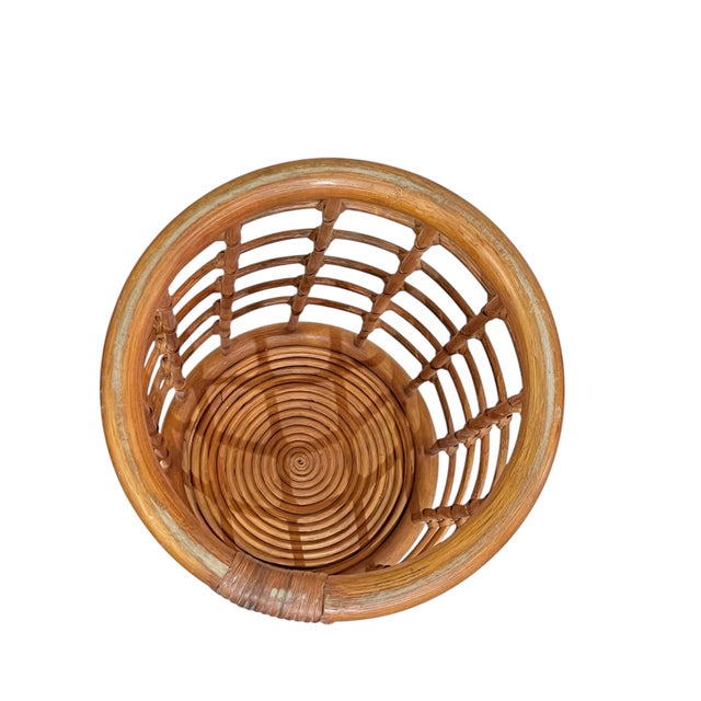 Vintage French BoHo Bamboo and Rattan Umbrella Stand For Sale - Image 6 of 16