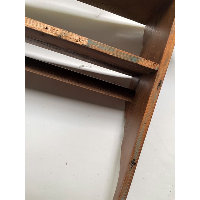 Late 20th Century Country Primitive Cabin Pine 2 Tier Wall Shelf W/ Shaped Sides & Coat Rack Rod For Sale - Image 12 of 14