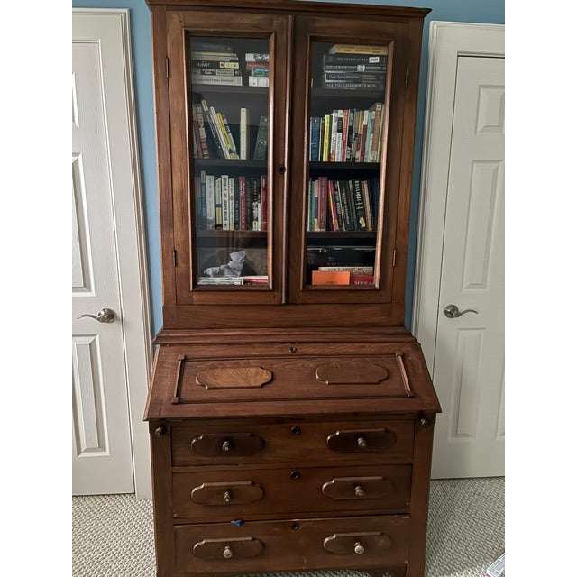 Early 20th century American Walnut Secretary Desk with BookcaseEarly 20th century American Walnut Secretary Desk with...