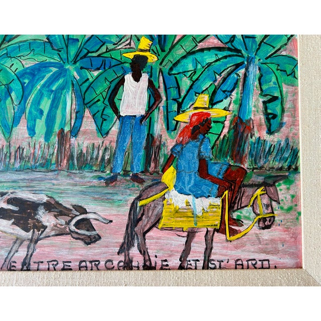 Mid 20th Century Original Signed Haitian Artist Gervais Emmanuel Ducasse "Ches Les Paysans Entre Arcanhsie Et St' Ard", Framed For Sale - Image 10 of 12