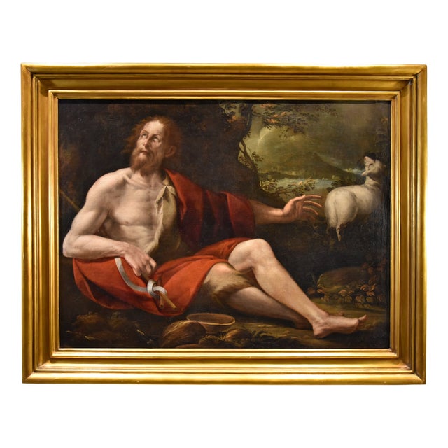 Tomaso Pombioli, Saint John the Baptist, 1620, Oil on Canvas, Framed For Sale