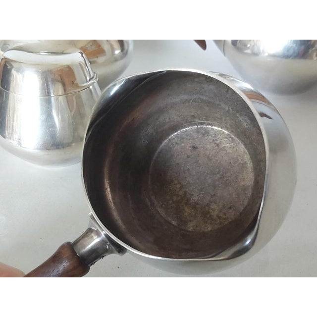 Wood 1960s Mid Century Modern Scandinavian Design Alpaka Tea Set Serving Set - 4 pcs For Sale - Image 7 of 7