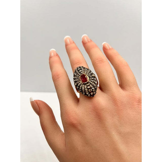 1900 - 1909 1.30 Carat Ruby and 2.10 Diamond Ring, Size-7.75 For Sale - Image 11 of 11