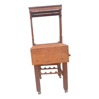 Vintage Butcher Block Work Table, With Hanging Rack, on Brass Castors For Sale