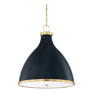 Hudson Valley Lighting Mark D. Sikes Painted No. 3 3-Light Large Pendant, Aged Brass/Darkest Blue For Sale