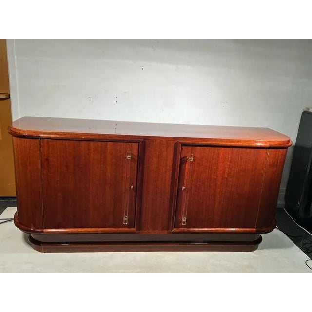 1930s 1930s Art Deco Mahogany Buffet with Glass Rod Handles Attributed to Andre Sorna For Sale - Image 5 of 13