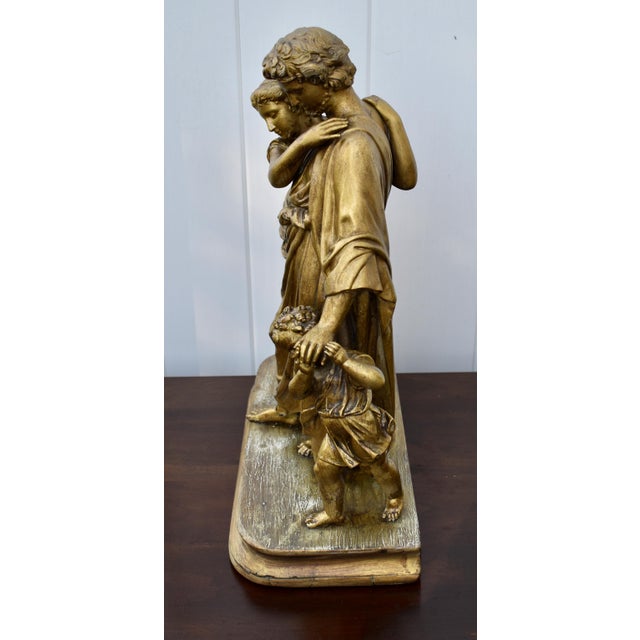 Late 19th Century Antique 19thC Neoclassical Gilt Spelter Figural Group Statue Moreau Era For Sale - Image 5 of 15