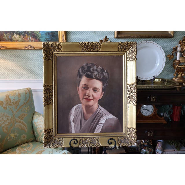 1952 Kenzo Nakamori Signed Oil Portrait of a Woman in Ornate Giltwood Frame For Sale - Image 11 of 18