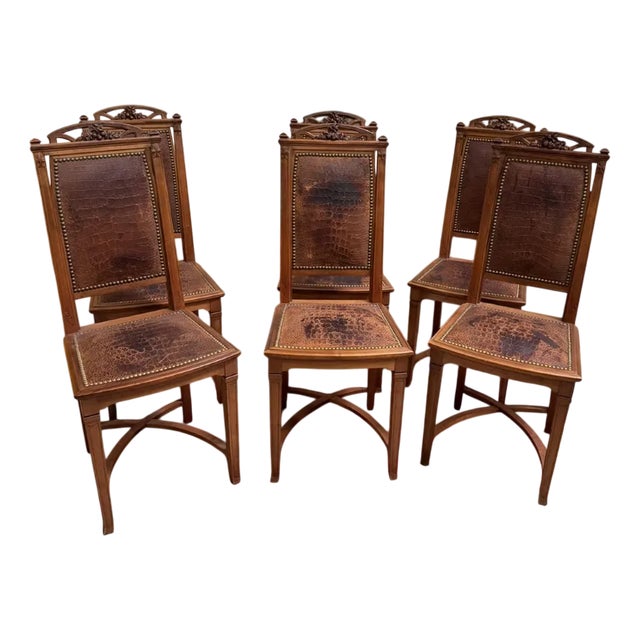 Art Nouveau Chairs by Gauthier Poinsignon, Set of 6 For Sale