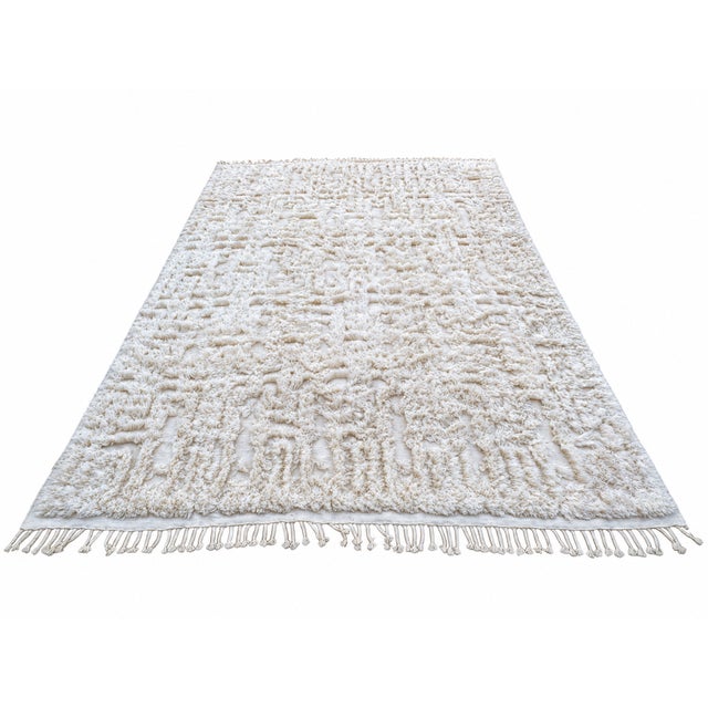 Contemporary Rh Cabila Wool Rug – 9' × 12' Ivory | 87% Wool & 13% Cotton | Hand-Knotted High-Low Construction For Sale - Image 3 of 18
