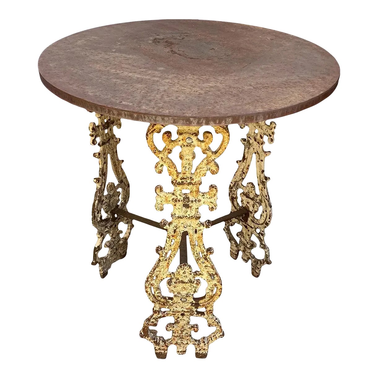 English Painted Cast Iron Baluster Base and Steel Round Garden Side ...