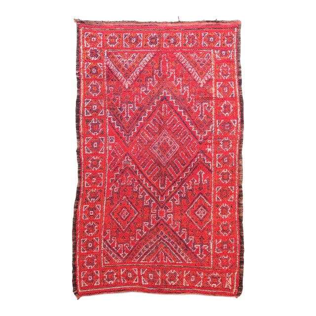 Red Moroccan Rug - 10.6 X 5.9 Ft For Sale