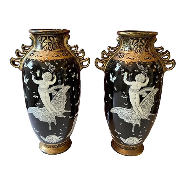 1900s Minton Pate Sur Pâte Style Vases - a Pair For Sale