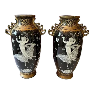1900s Minton Pate Sur Pâte Style Vases - a Pair