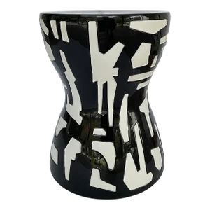 Global Views Abstract Modern Black and White Stool