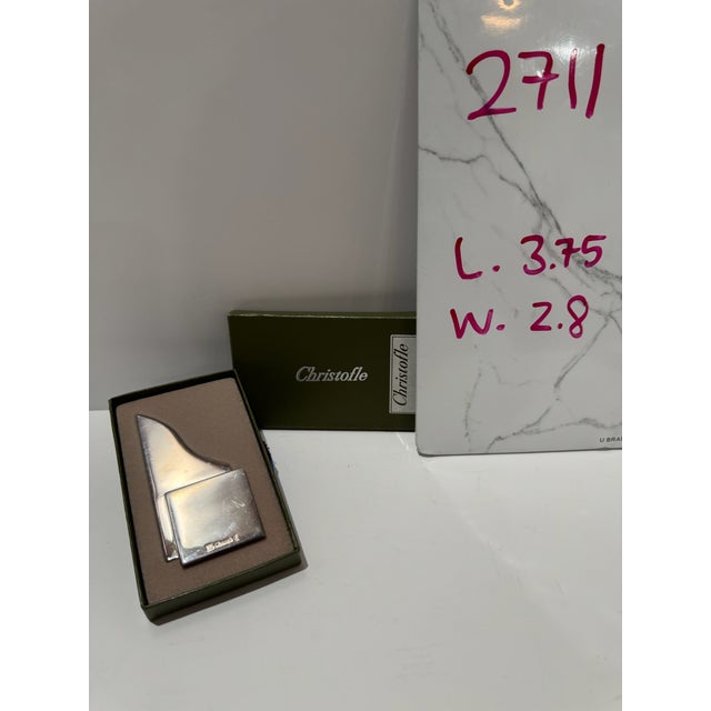 Metal Christofle Cubik Silver Plated Letter Opener Modernist Desk Accessory Boxed For Sale - Image 7 of 7