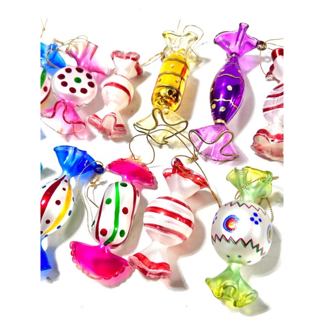 Vintage Glass Candy Christmas Ornaments – Set of 13 For Sale - Image 11 of 12