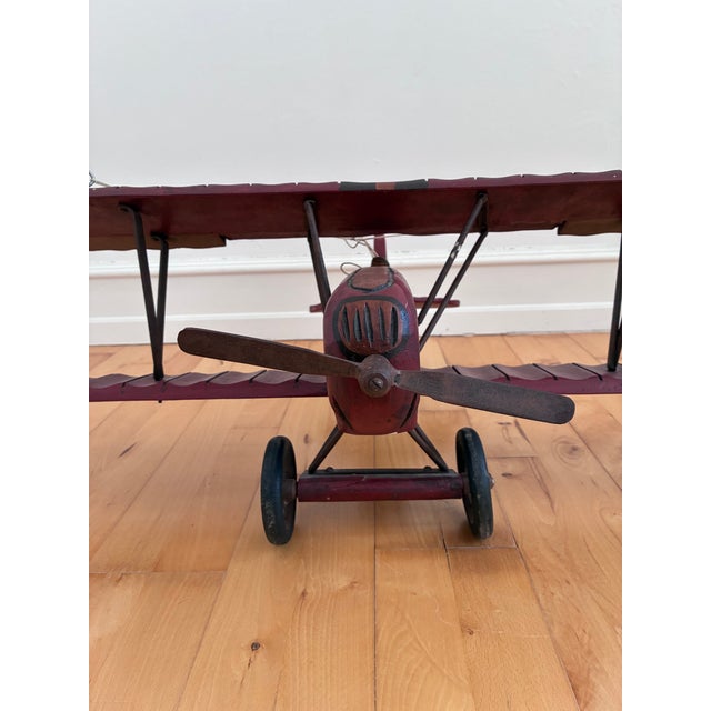 Large Vintage Handmade Wooden Airplane Model Biplane, 1930s For Sale - Image 15 of 18