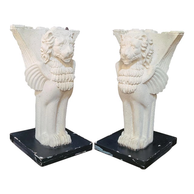 Winged Griffon Cast Plaster End Table Bases - a Pair For Sale